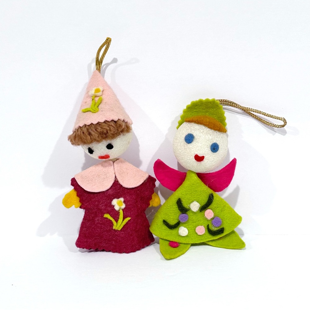 Vintage Felt Doll Christmas Ornaments